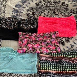Set of 5 VS pink bandeau crops